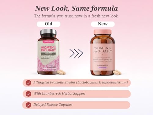 Image of Vitamin Bounty Pro-Daily Vaginal Probiotics for Women - 10 Billion CFU, 5 Strains with Cranberry & Prebiotics - Womens Probiotic for pH Balance, Digestive, Yeast & Urinary Support - 60 Capsules