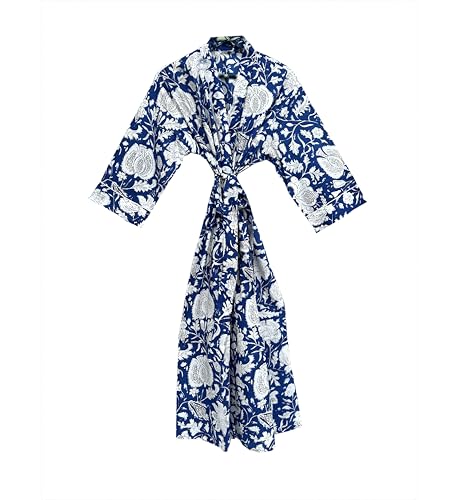 Image of Hand block print Cotton Kimono bikini cover up,Indian Hand block print Cotton Bath Robe,Swim Wear,Nighrwere Dressing Gown