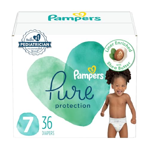Image of Pampers Pure Protection Diapers - Size 7, 36 Count, Hypoallergenic Premium Disposable Baby Diapers