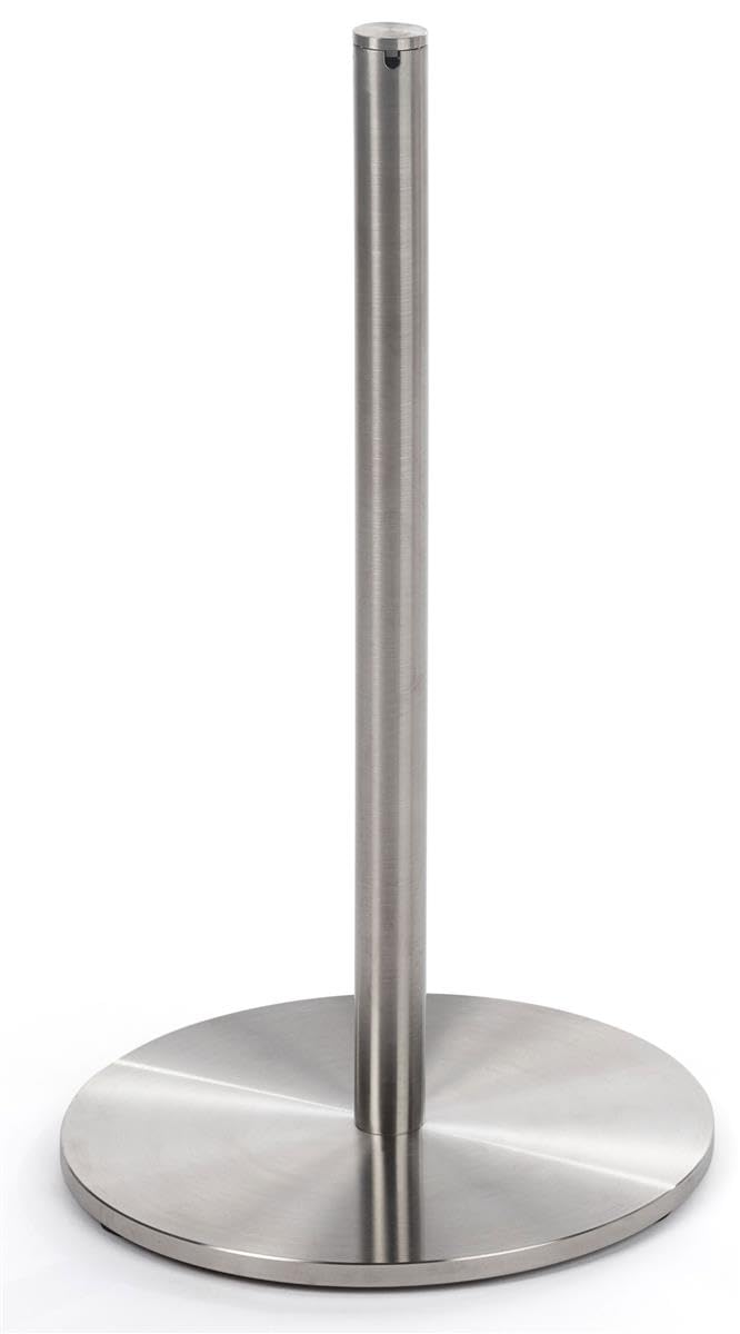 QueuePole Set of (6) Slim 16” Stanchion Posts w/ 50’ Gray Elastic Cord - Silver (FD16KSV06)