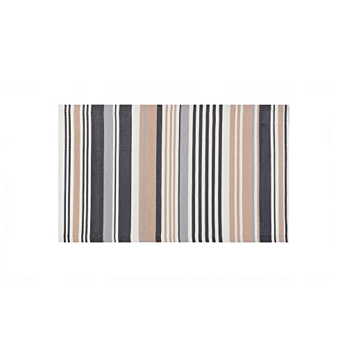 LOLAhome Alfombra jardín Rayas Chios sostenible de Polipropileno Trenzado Beige de 90x150 cm