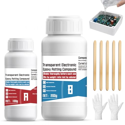 INNOVAYOU 480g Transparente Elektrovergussmasse Isoliert und Wasserdicht Vergussmasse Elektronik Giessharz Elektro Geeignet für Leiterplatten Bedienfelder von Haushaltsgeräten und LED-Leuchten
