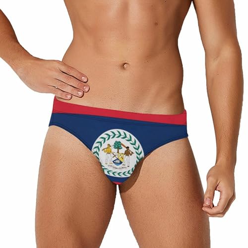 Belize Country Flag Men's Swimsuit Bikini Briefs Swim Underwear Stretchy Swimwear