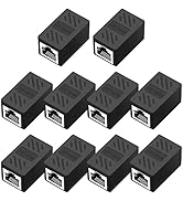 QINGLER RJ45 Cat6 Coupler Ethernet Extender Connector, 10 Pack in line Coupler cat6 cat5e cat5 Et...