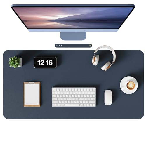 MOLMO Non-Slip Desk Mat, Waterproof Desk Pad Table Protector, Easy Clean Laptop Mat Large Mouse Pad Leather Writing Mat with Suede for Office/Home/Decor (Dark Blue, 80 x 40 cm)