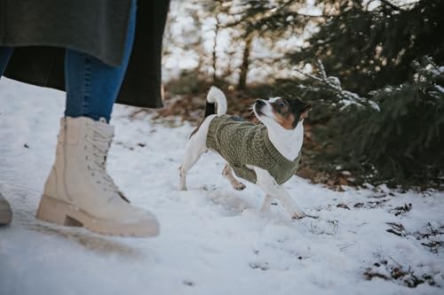 HUNTER Hundepullover MALMÖ, Farbe: Khaki, klassisches Zopfstrick-Muster, wärmend & bequem, elastisch für optimalen Sitz, reflektierend für mehr Sichtbarkeit, waschbar bei 30°C, Größe: 25
