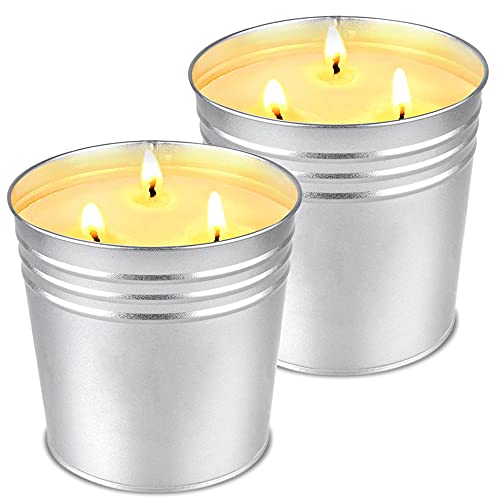 VICBAY - Juego de 2 velas grandes de citronela de 17 onzas para exteriores en interiores, 3 mechas, velas de limopasto de hasta 240 horas de combustión Cover
