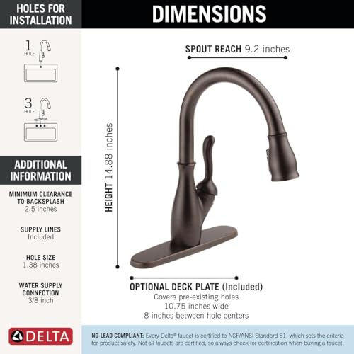Delta 9178-RB-DST Leland Single Handle Pull-Down Kitchen Faucet, Venetian Bronze By Delta Faucet - 5