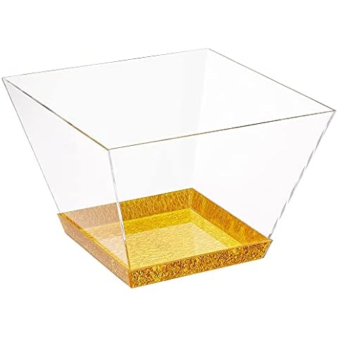 Elavain Elegant Acrylic Serving Bowl, Large Punch Bowl, Salad Bowl, Counter Holder, Wedding Décor | Bowls for Kitchen, Home, Restaurant & Office | Shatter Resistant | Clear Bowl with Gold Base 216 oz Cover