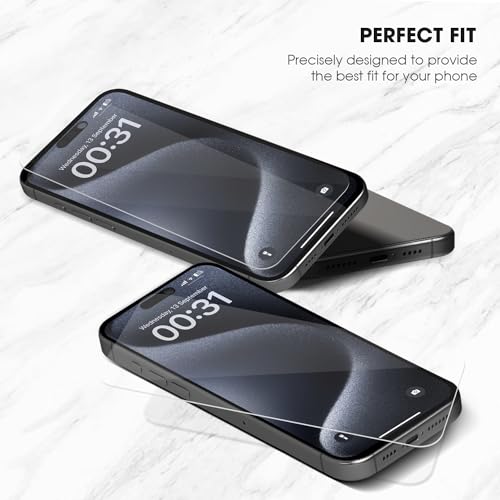 Image of GRIPP 0.3mm Japanese HD Tempered Glass Screen Protector for iPhone 15 (6.1 inch), 2.5D Round Edges, Scratch-Resistant, 9H Hardness, Full Screen Coverage, Bubble Free