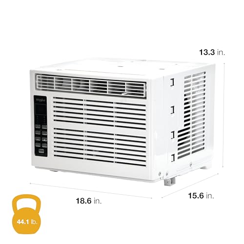 Image of Whirlpool 6,000 BTU Window Air Conditioner with Dehumidifier, Timer, White | Dehumidifier, 115V, Remote Control, Digital Display, 24H-Timer for Rooms up to 250 Sq. Ft., Living Room, Bedroom, or Kitchen