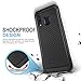 TJS Phone Case Compatible with Samsung Galaxy A50/Galaxy A30/Galaxy A20, with [Full Coverage Tempered Glass Screen Protector] Dual Layer Shock Absorbing Carbon Fiber Back Hard TPU Inner Layer (Black)