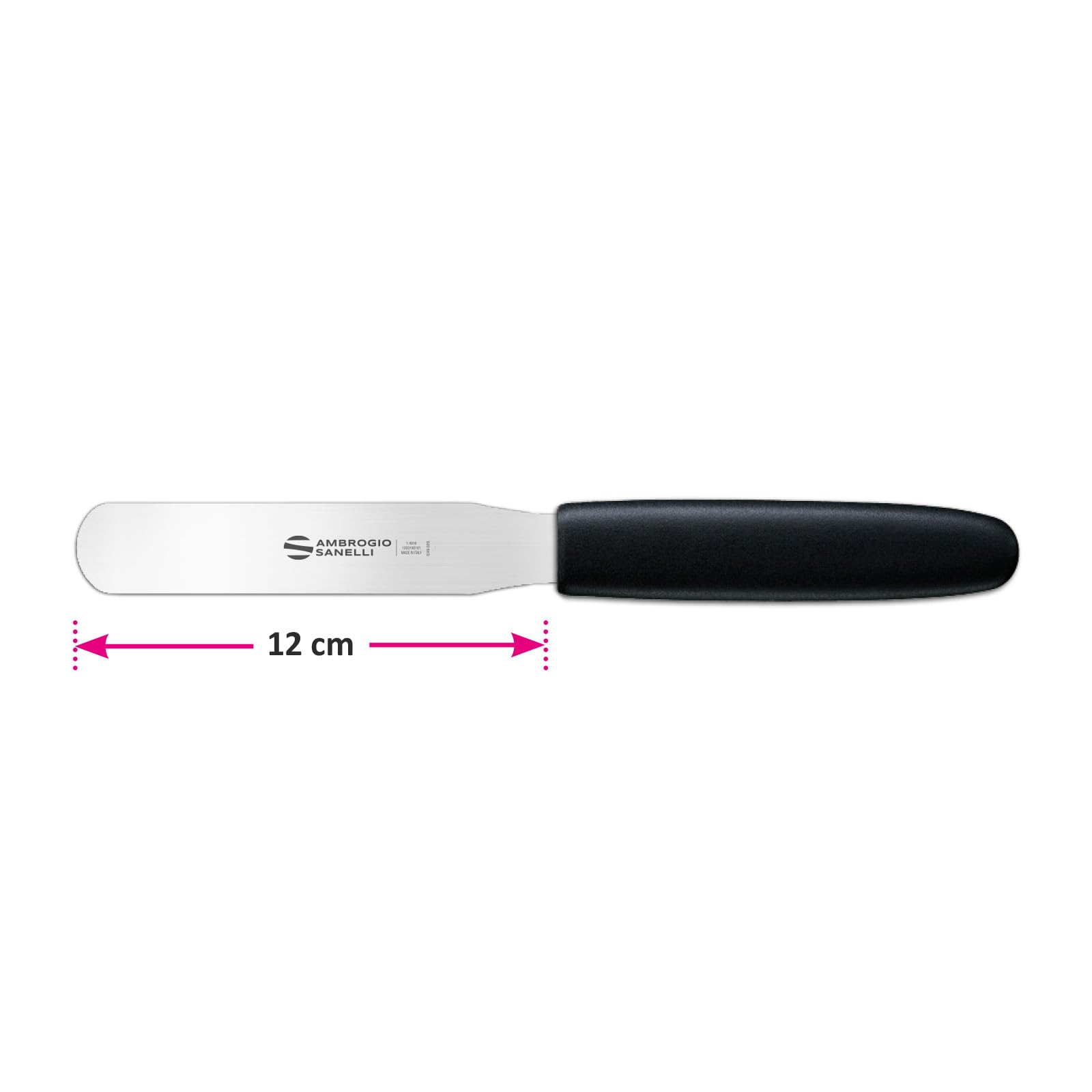 Ambrogio Sanelli - Linea Supra - Spatola di precisione retta cm 12 in Acciaio Inox di alta qualità e Manico Ergonomico in SEBS, Attrezzatura Professionale per Chef, Pasticcieri e Panificatori.