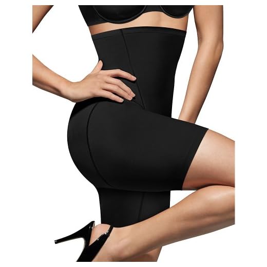 Bali Women's Shapewear Cool Comfort Hi-Waist Thigh Slimmer, Black, X-Large