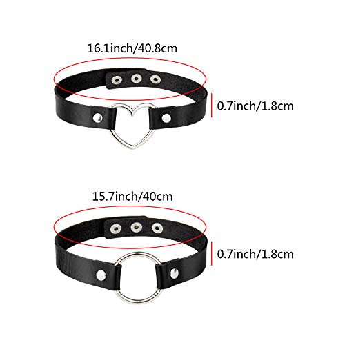 Comius Sharp Ras de Cou Gothique, 4 Pièces Tour de Cou en Cuir Tour de Cou Punk Ensemble de Collier en Cuir PU Réglable – Image 7