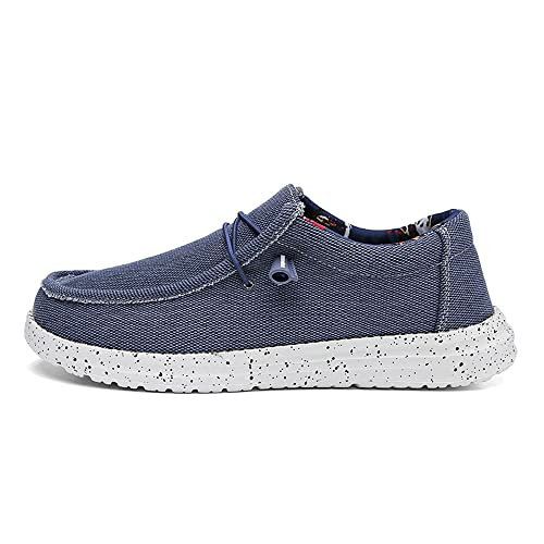 YONGJIA Men's Wally Lace Up Loafers Canvas Slip-on Comfortable Light-Weight Walking Driving Shoes2