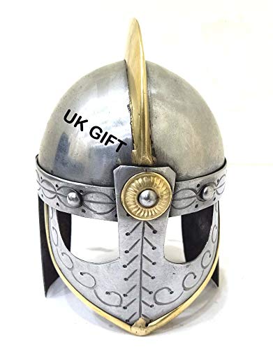 Medieval Viking Valas Guards Armour Mini Helmet with Free Wooden Stand Decor Helmet, silver - Image 2