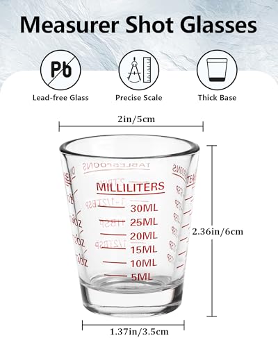 Image of Shot Glass Measuring Cup Set, 2 Pack Espresso Shot Glasses (RED&Black)