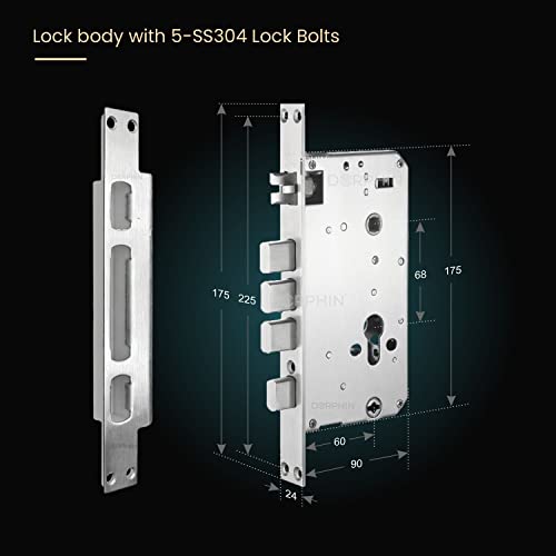 Image of Dorphin D2 Smart Lock Digital Door Lock with Video Intercom, Inbuilt Wi-Fi for Remote Unlock Using App, Fingerprint, RFID Card, PIN, Manual Key 3 Years onsite Warranty