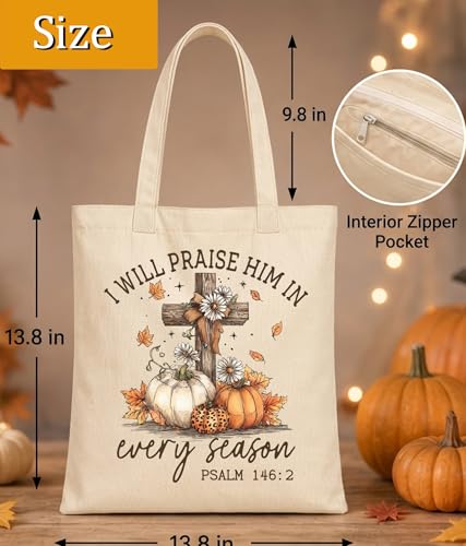 Image of Aesthetic Christian Gifts Tote Bag for Church, Religious Tote Bag for Bible Study, Medium Size with Inner Pocket