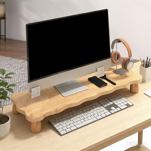 Support de moniteur en bois avec rangement pour l'organisation du bureau - 6