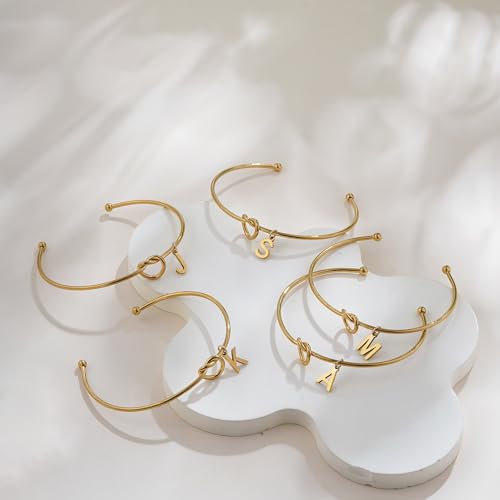 Image of Eaciy Initial Braclets for Girls Women - Teen Girls Gifts Trendy Stuff 18K Gold Plated Knot Initial Letter Bracelets Dainty A - Z Letter Bracelet Birthday Gifts for Girl Women Age 5-16