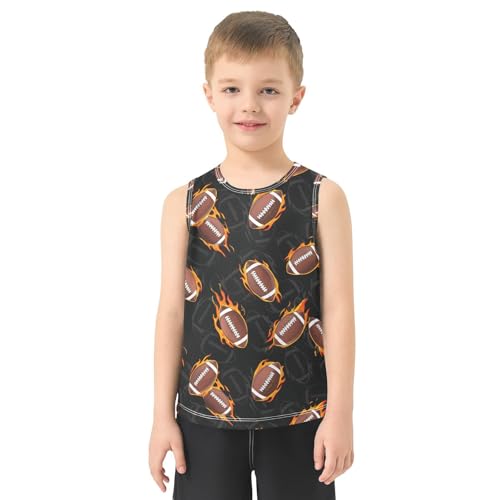 Flaming Football Ball Dark Boys Tank Tops Sleeveless Tank Top Shirts Undershirts for 3-15 Years,3T2
