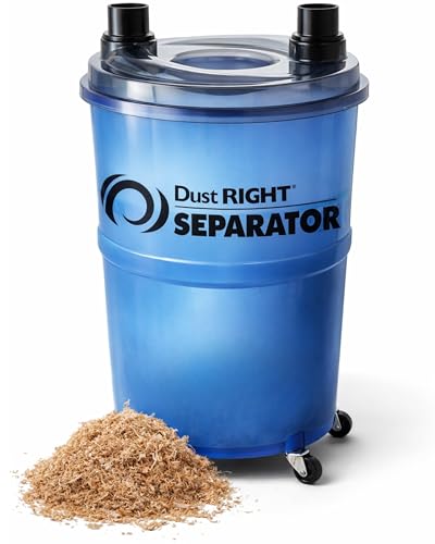 Dust Right Dust Separator + 36” Flex-Form Hose - Cyclone Dust Collector Separates Sawdust, Wood Chips, Debris, and More – 10-Gallon Translucent Bucket - Dust Collectors for Woodworking for Shop Vacs