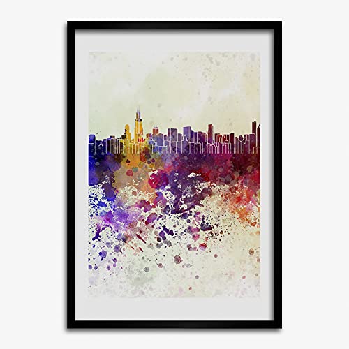 Cadre en Bois MDF 50x70 cm Tulup Tableau Photo Affiche Peinture Chicago moderne