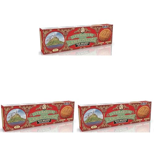 La Mère Poulard Galletas tipo sablés de mantequilla pura, delgadas y crujientes - 125g (Paquete de 3)