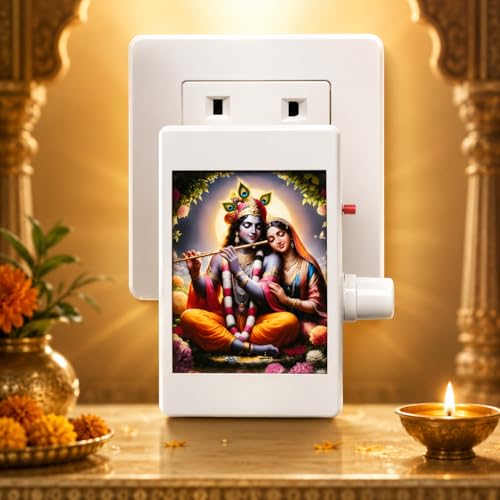 Image of Radhe Krishna 9-in-1 LED Mantra Chanting Box with Adjustable Volume & Bell Tones | Devotional Audio Player for Home, Temple & Meditation | Glowing Light for Peace & Positivity | Ideal Gift Item