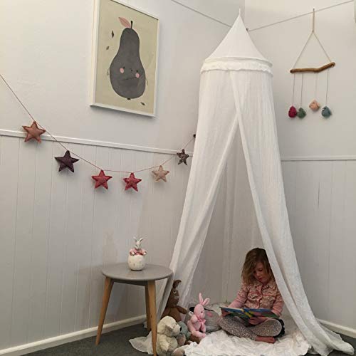 Zeke And Zoey Soft White Hanging Bed Canopy For Girls Bed Or Boys – Hideaway Tent For Kids Rooms With Tassels. Nursery Decoration – Slightly Sheer Drapes – For Child, Play Or Reading Nook #TOP6