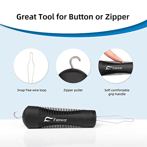 Fanwer Button Hook and Zipper Pull Helper,Button Assist Device Helper