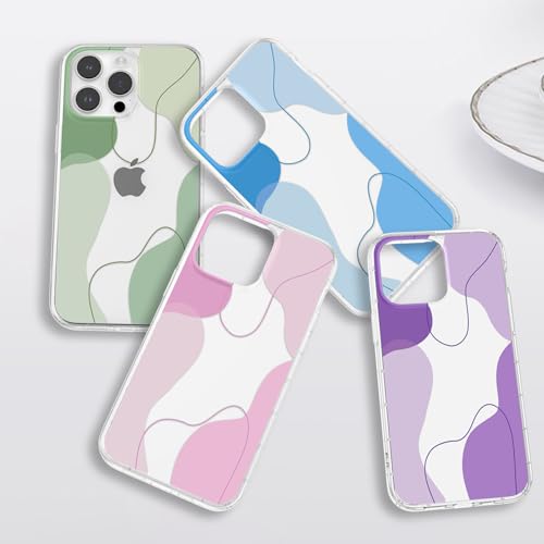 DEFBSC Compatible with iPhone 14 Pro Case, Transparent Color Mix Aesthetic Design Soft TPU Bumper Slim Thin Shock-Absorbing Protective Phone Cover - Green - Image 7