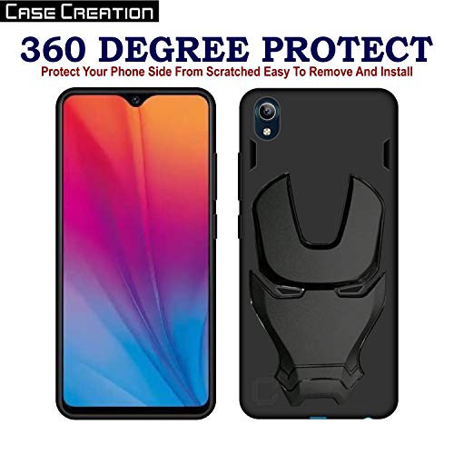 Image of COVERLY Official 3D Touch Feel Trending Avengers Logo Mask Soft Rugged Grip Silicone Iron Man Super Power Cartoon Movie Engraved Silicone Matte Back Cover for Vivo Y90 (2019) -HD Black Avenger