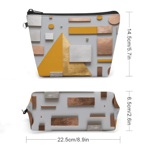 Bolsa de maquillaje geométrica, neceser de cosméticos de piel sintética con cremallera 2