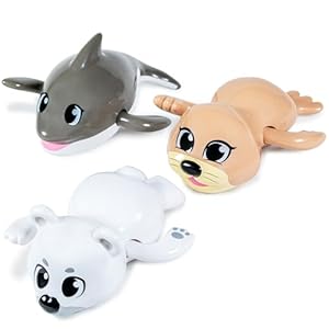 Tub Works® Wind Up Swimming Baby & Toddler Bath Toys, Arctic 3 Pack | Wind Arms & Watch Them Swim | Interactive Baby Bath Toys | Ideal for Bathtub, Toddler Pool, Summer or Water Table Play