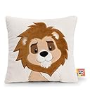 NICI Kissen Löwe 30x30cm - braun - Flauschiges NICI Kuscheltier Kissen für Kinder und Erwachsene, Plüschkissen ideal für Zuhause, Kindergarten oder unterwegs - 62750