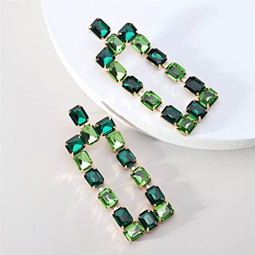 Mfchy Vintage Multicolored Glass Rectangle Long Dangle Drop Earrings For Women Girl (Color : C, Size : As Shown) #TOP2