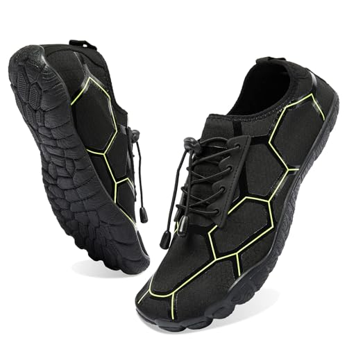 WOTTE vattenskor för män snabbtorkande barfotaskor lätta andningsbara vattenskor för strandbåtliv, fiske, yoga, dykning, snorkling, surfing, storlek 40–50, 211 svart, 50 EU