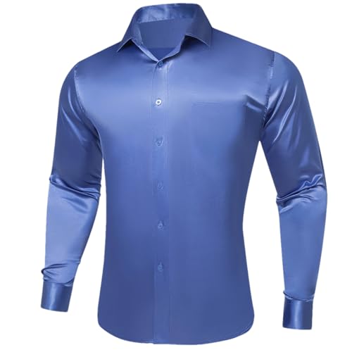 Chemise en satin lisse pour homme éviter les plis au mariage taille XL boutonné