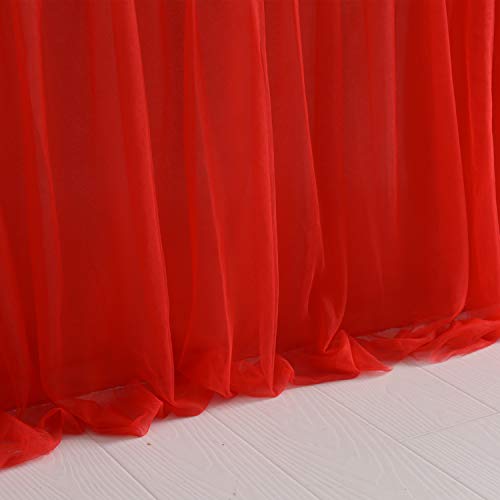 Suppromo 14Ft Red Table Skirt Tulle Tutu Table Skirt Ruffle Table Skirting For Graduation Baby Shower Birthday Party Wedding Christmas Decorations(Red,L14(Ft)*H 30In) #TOP4