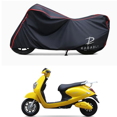 Image of Waterproof Bike Body Cover Compatible for | Techo Electra Emerge | Taffeta Fabric, Red Piping Design, Bottom Elastic Fit | Dustproof, Sun UV & Rain Protection for All Bikes