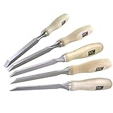 Professional Woodworking Cabinetmakers Mortise Chisel set Chrome-Vanadium Steel with Hornbeam Handles for Carpentry, Woodworking, Carving, Craftsman, Set of 5, 1/8', 1/4”, 5/16', 3/8”,1/2”