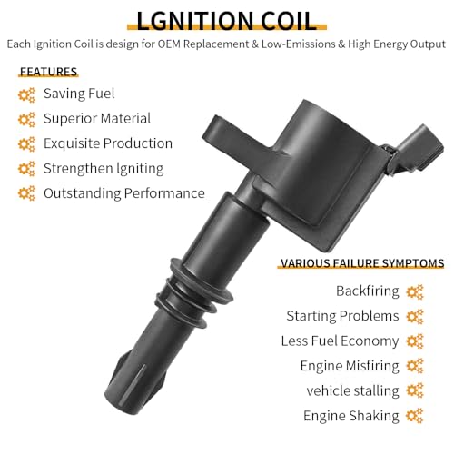 Image of 8PCS FD508 Ignition Coil Pack & Spark Plugs Compatible with Ford /Lincoln