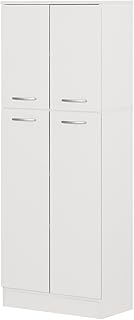 South Shore 7150971 4-Door Storage Pantry with Adjustable Shelves, Pure White