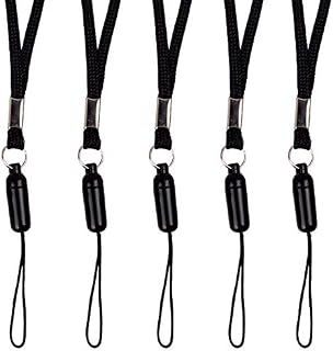 ZhaoCo 5 Pcs 17 Inch Nylon Detachable Neck Lanyards Straps for Business, Offices, Exhibitions, School, Mobile Phones, USB Flash Drives, Keychains, ID Name Card Badge Holders - Black