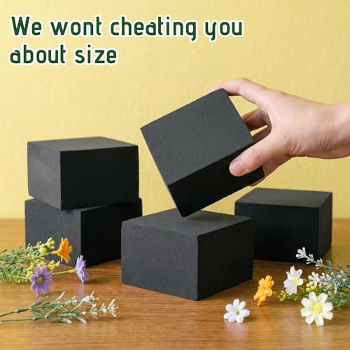 Max Shape Black Floral Foam Blocks 4.02"x4.02"x2.99" for Artificial & Dried Flowers, Reusable Floral Foam Blocks, Water Resistant Flower Foam Blocks, Dry Floral Foams for Artificial Flowers 4Pack by Max Shape - Used condition - Image 3