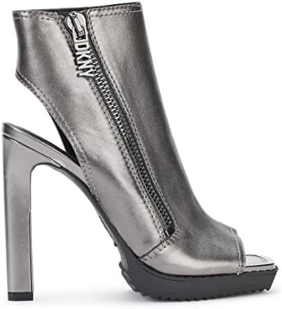 DKNY Women's Open Toe Metallic Heeled Sandal Bootie Fashion Boot, DK GUNMETA, 9 | Image 4