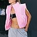 Ainangua Women Cropped Puffer Vest Button Sleeveless Light Jacket Scrunch Stand Collar Essentials Gilet with Pockets (Pink,XS)